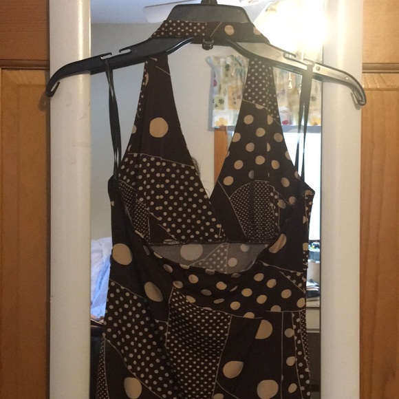 High-low brown pattern halter dress - Picture 4 of 6